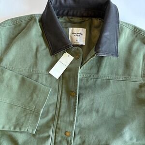 Abercrombie & Fitch Green Jacket with Black Collar